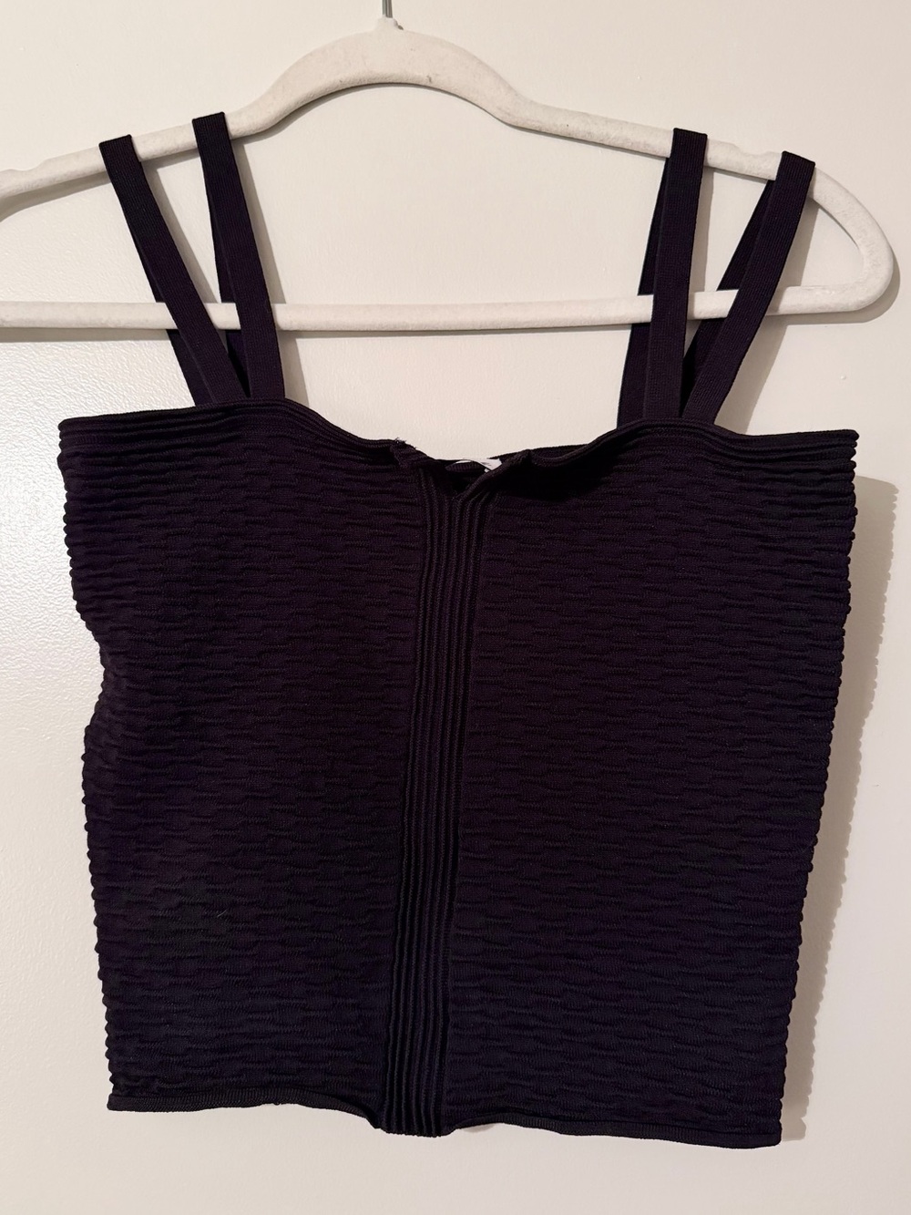 IRO Black Textured Double-Strap Crop Top